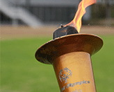 Special Olympics torch. Take your marks for Special Olympics.