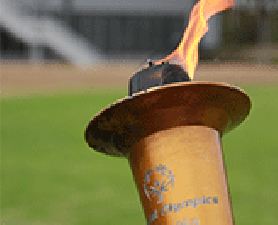 Special Olympics torch. Take your marks for Special Olympics