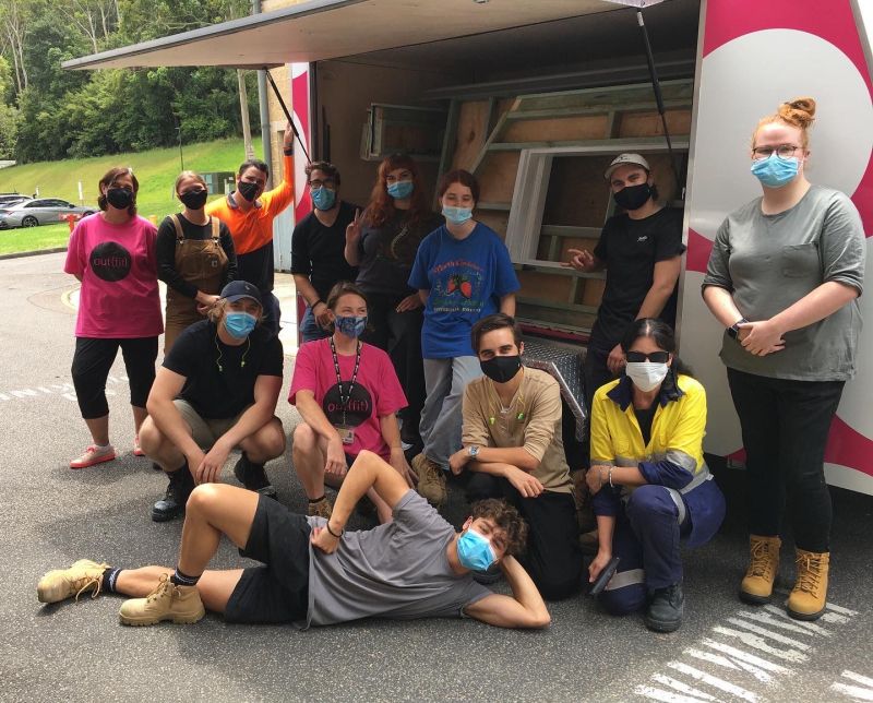 A group of students on a university campus