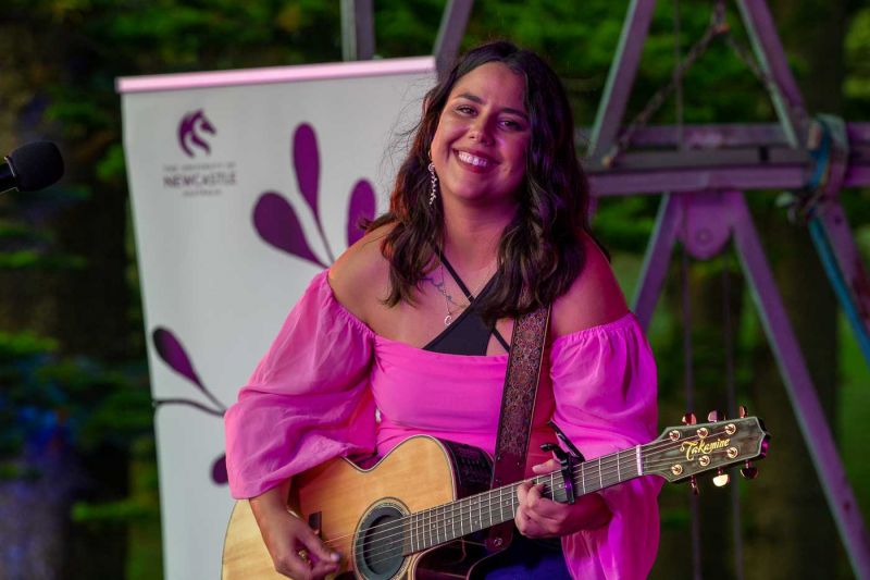 Gamilaraay country music star Loren Ryan smiles for the camera following her set