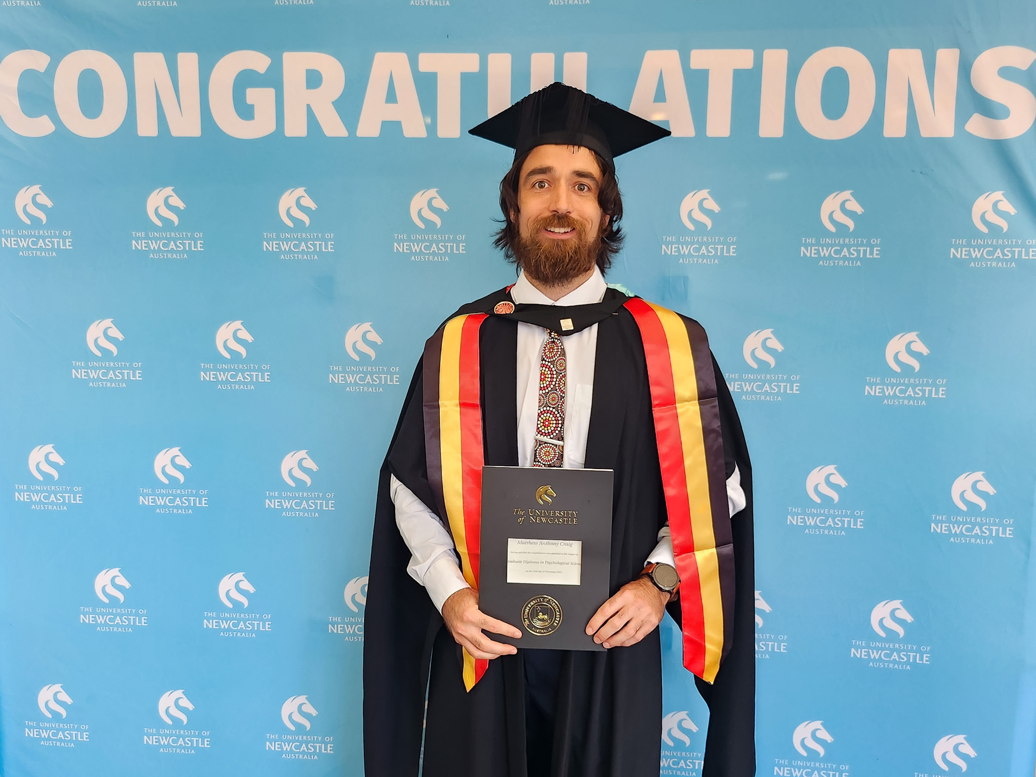 Matthew Craig has graduated from the Graduate Diploma of Psychological Science