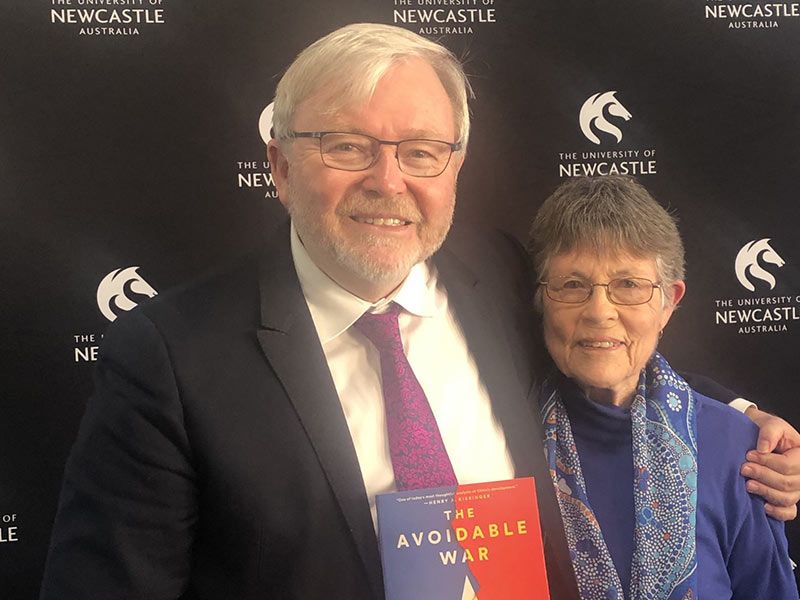 Judy Morley with Dr Kevin Rudd