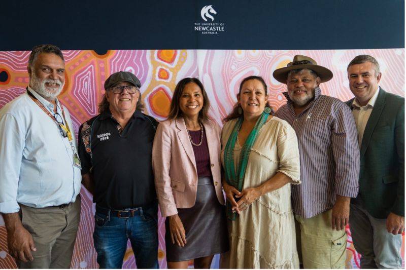 Members of the University of Newcastle's Indigenous staff network are pictured proudly with Dr Terri Janke at the ICIP protocol launch.