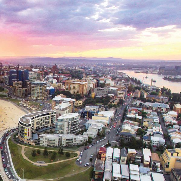 Sunset over Newcastle with the Hunter River in the top corner. New research taps into the wisdom of water.