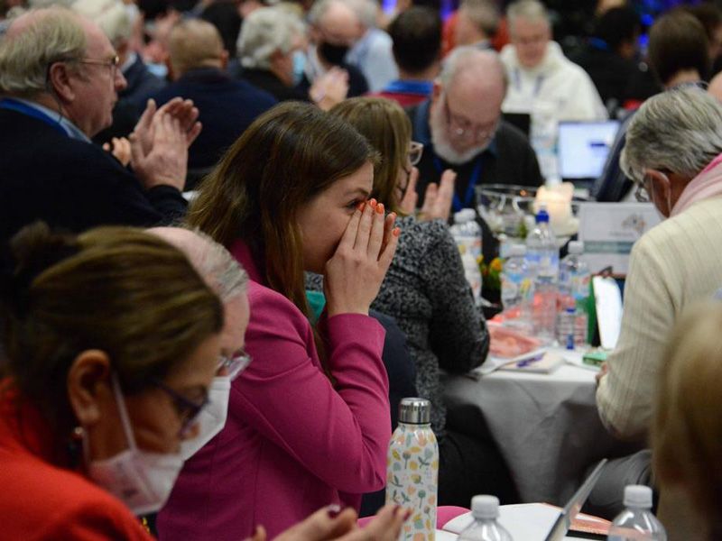 Maddy overcome with joy after failed motions are reworded and passed (c) Fiona Basile