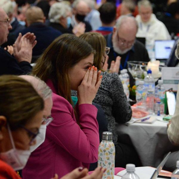 Maddy overcome with joy after failed motions are reworded and passed (c) Fiona Basile