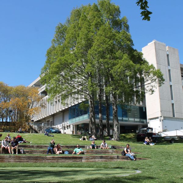 Outside a building at University of Waikato in New Zealand. Projects funded in 2023 continue to deliver positive impact .