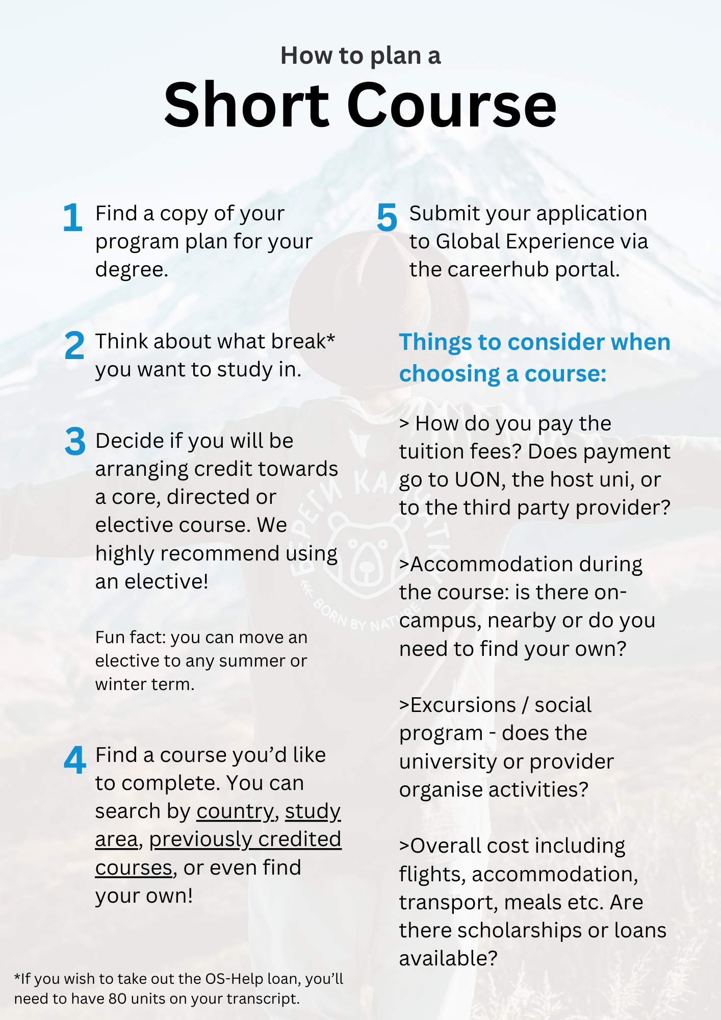 Instruction steps for planning a short course