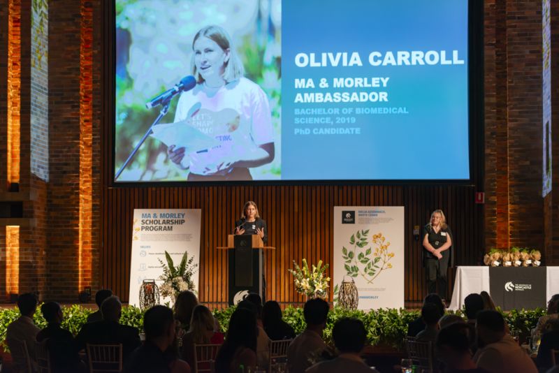 Ma & Morley Ambassador, Olivia Carroll, delivering a speech at the Ma & Morley Gala