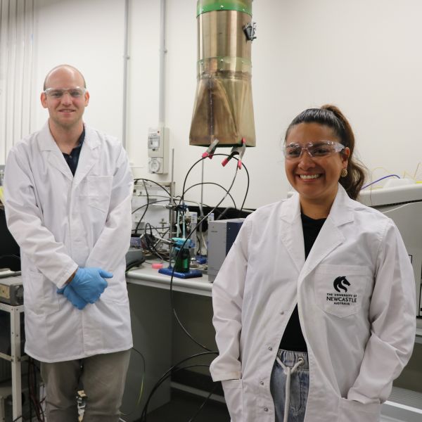 Photo taken at NIER labs of Chris Wilson (Co-founder and Director), Dr. Peter Richardson (Research lead) and Isabel Toasa (Co-Founder and Head of Research). Accelerating Startups with the Trailblazer for Recycling and Clean Energy Program 