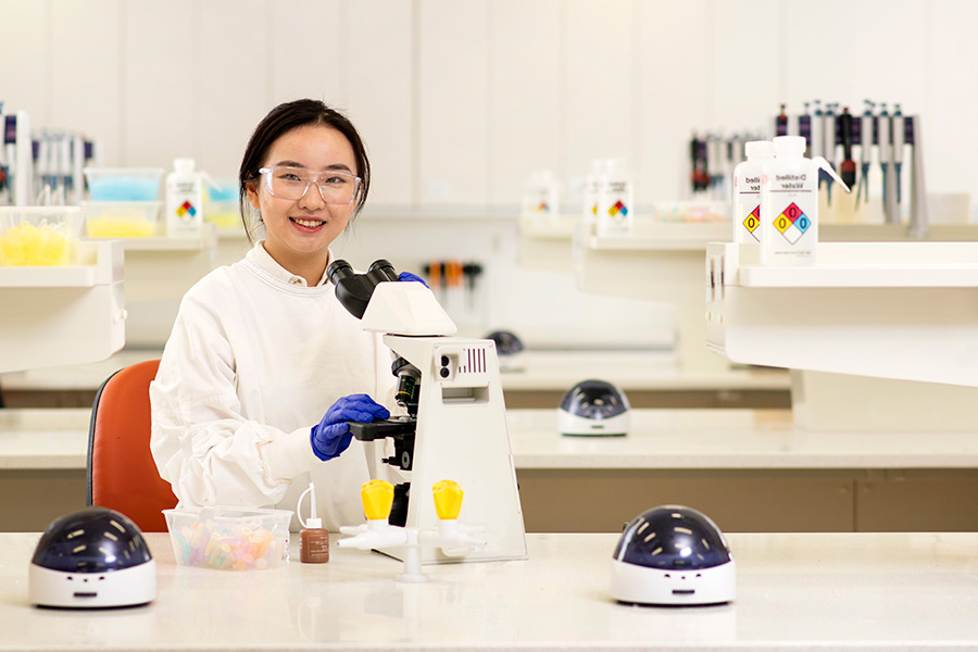 A student working in a laboratory