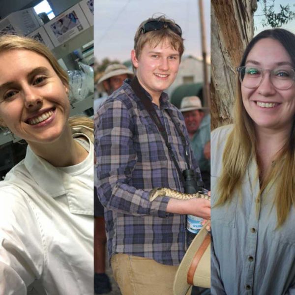 University of Newcastle alumni and past recipients of the Glen Turner Scholarship Hanne Newman, Curtis Hayne and Chantel Goodchild.