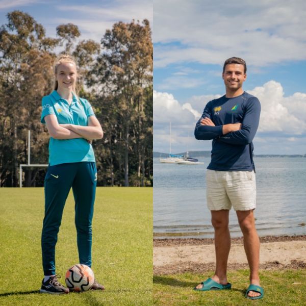 Lainee Harrison and Brin Liddell stand smiling. Celebrating young sports people of our region.