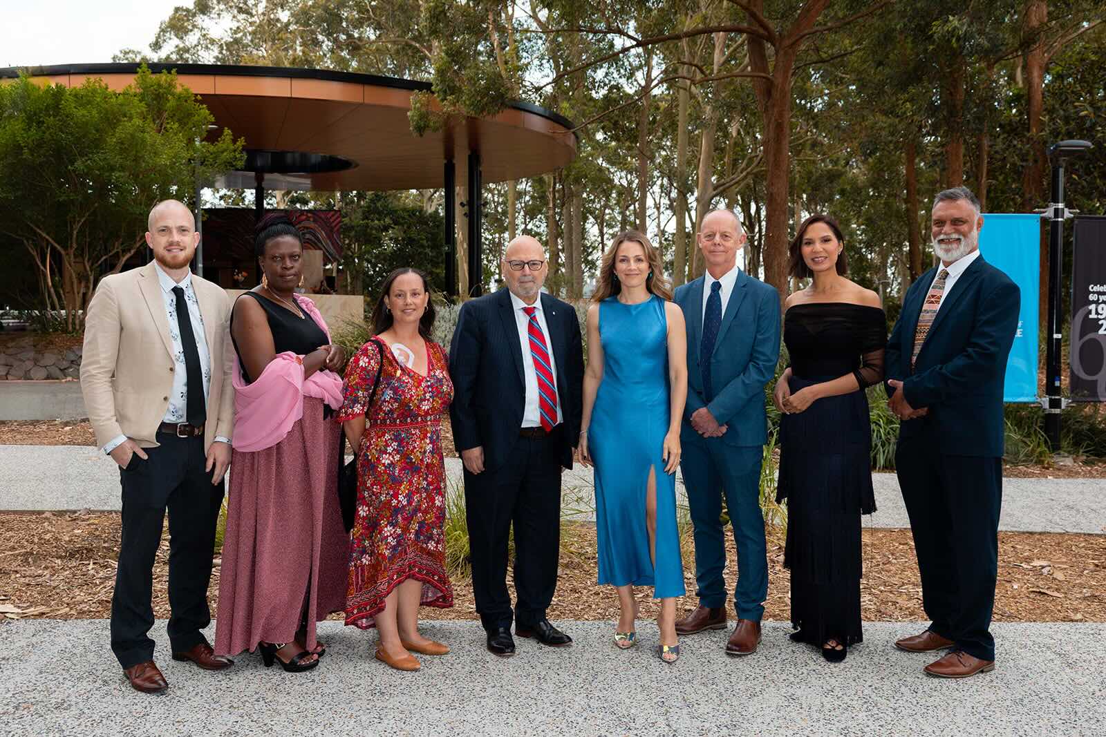 Left to right: Elliot Waters,  Dr Jean Marie Vianne Bishop, Dr Jessica Buck, The Hon. Arthur Sinodinos AO, Laura Prael, Graeme Armstrong, Janice Peterson, Dr Ray Kelly. (Absent: Dr Shyam Singh Bishen).