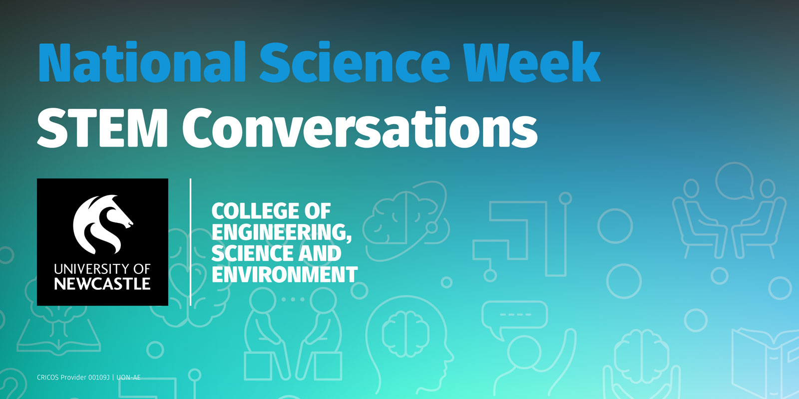 Decorative only. Copy: National Science Week STEM Conversations.