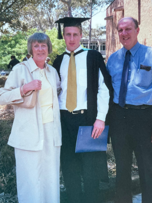 Jonathan Carbines at his 2001 graduation