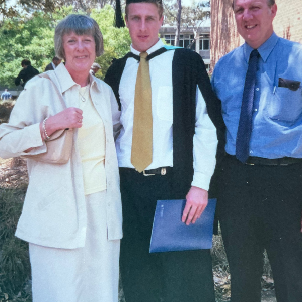 Jonathan Carbines at his 2001 graduation