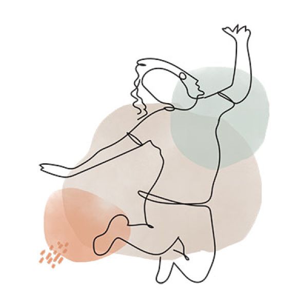 An abstract graphic of someone jumping