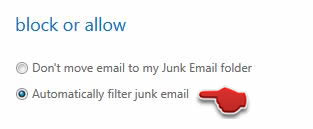 junk email web auto filter