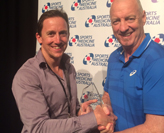 Professor Philip Morgan with General Manager of Asics Oceania Mark Doherty at the 2015 Asics Sports Medicine Australia Conference.