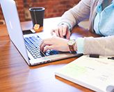 Student using laptop