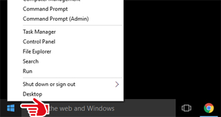 Windows 10 right click start button