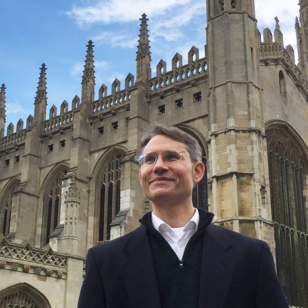 Professor Paul Dastoor at Cambridge. Swapping notes at the crucible of modern science