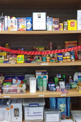 Psyc Cares pantry filled with food