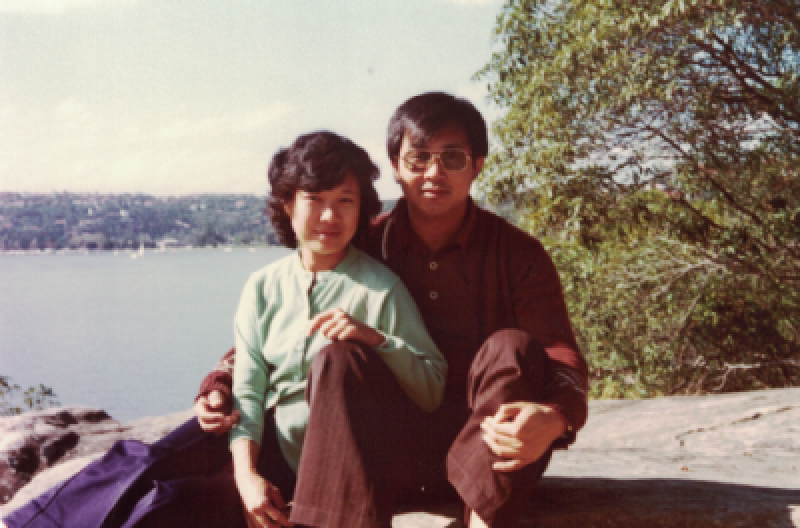 Alumni Tan Poh Kiam and Chin Swui Sen near Newcastle in the 1970s