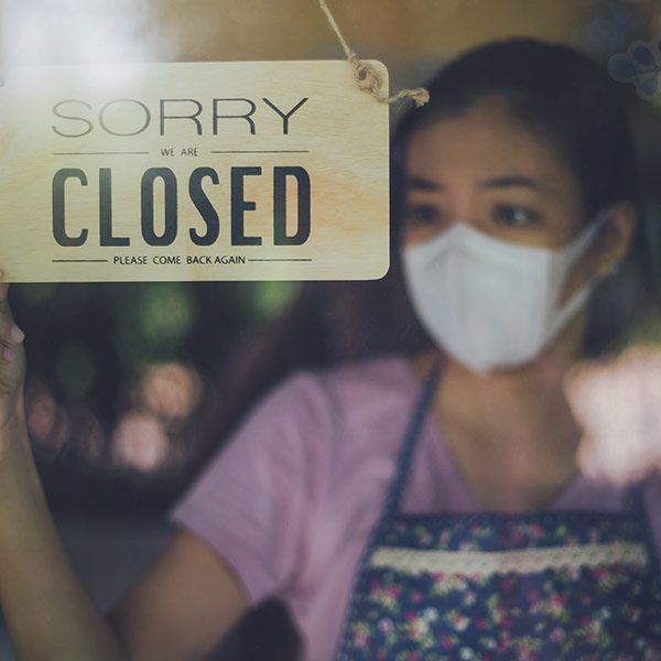 Image of closed cafe. New research reveals unequal impact of the pandemic on young people