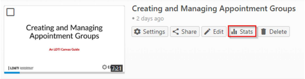 Screenshot of where Stats are in Panopto