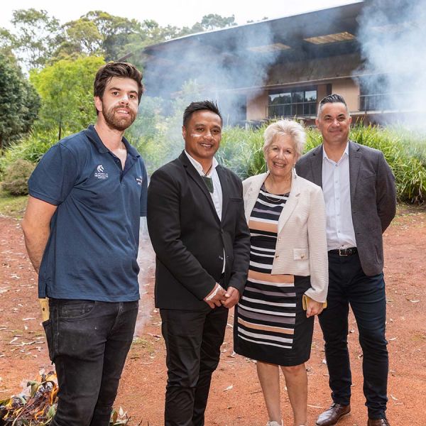 Members of the Waikato delegation are welcomed to the Wollotuka Institute.