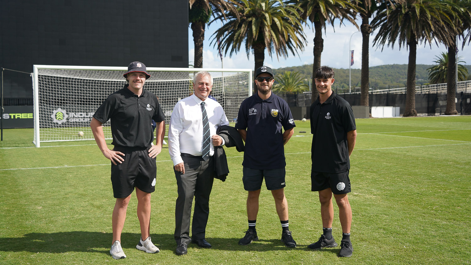 University of Newcastle Central Coast Sports College students with Vice-Chancellor, Professor Alex Zelinsky.