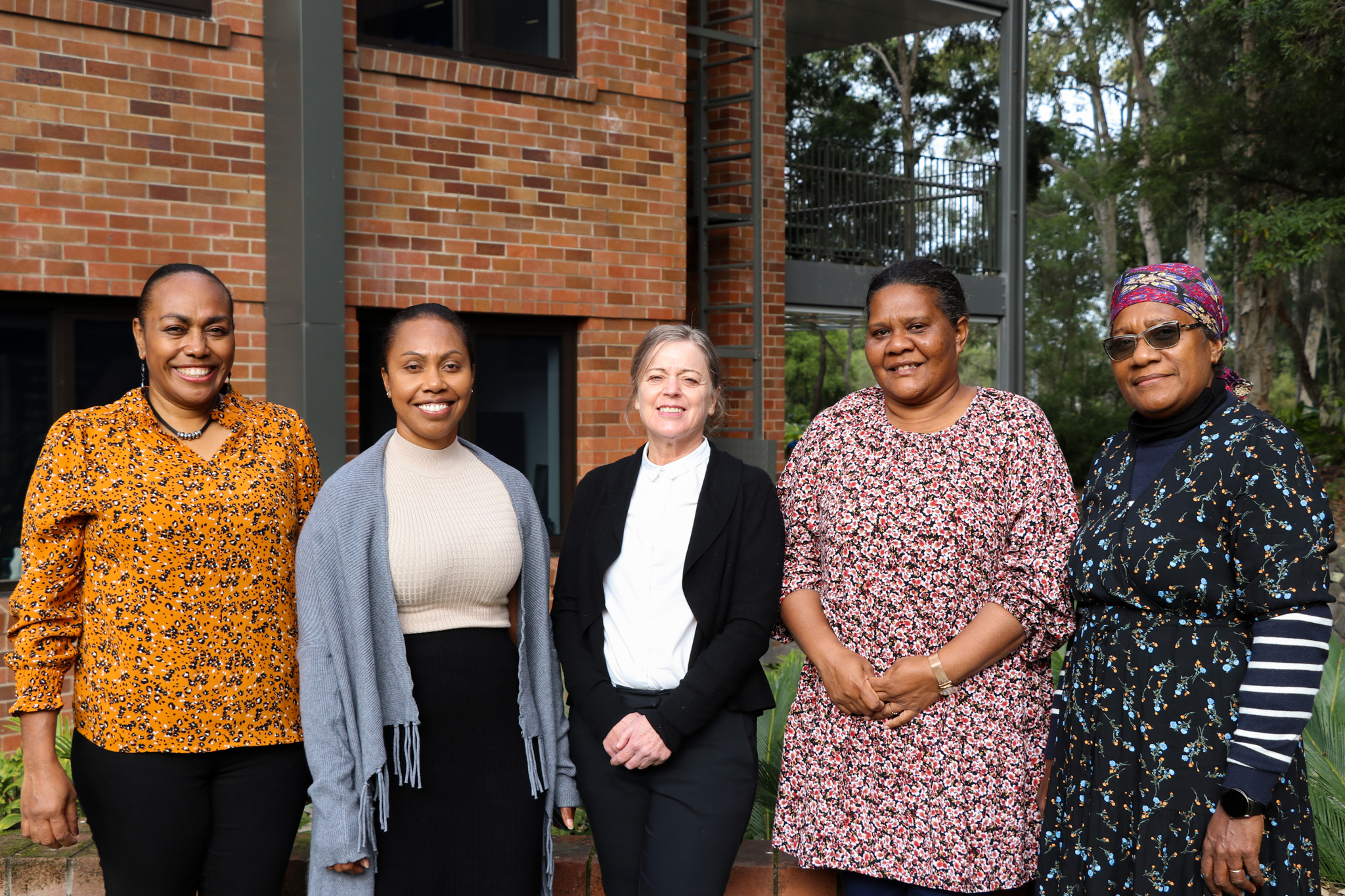 Left to right: Angelinah Eldads Vira, Ministry of Education and Training, Sherol George, Vanuatu Skills Partnership, Dr Angela Page, School of Education, Kathleen Arthur, Vanuatu National University, Sonia Wasi, Vanuatu Education Support Program Left to right: Angelinah Eldads Vira, Ministry of Education and Training, Sherol George, Vanuatu Skills Partnership, Dr Angela Page, School of Education, Kathleen Arthur, Vanuatu National University, Sonia Wasi, Vanuatu Education Support Program