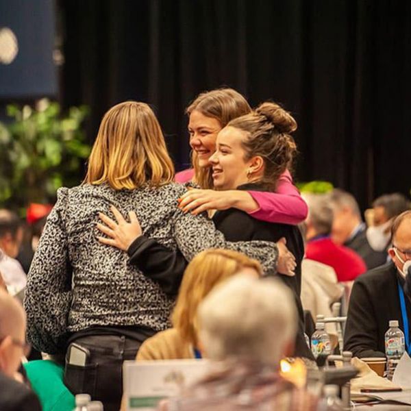 Maddy Forde celebrates with Danielle Fairthorne and Hayley Farrugia (c) Giovanni Portelli