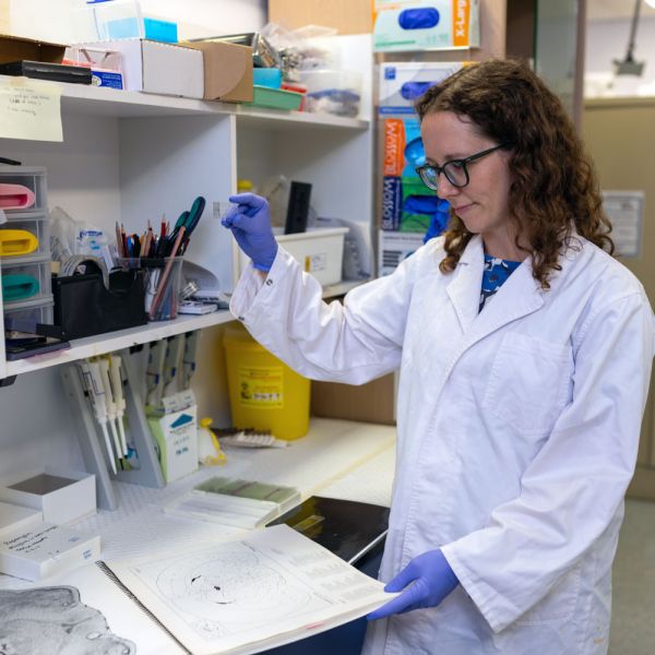 Doctor Lizzie Manning working in her lab