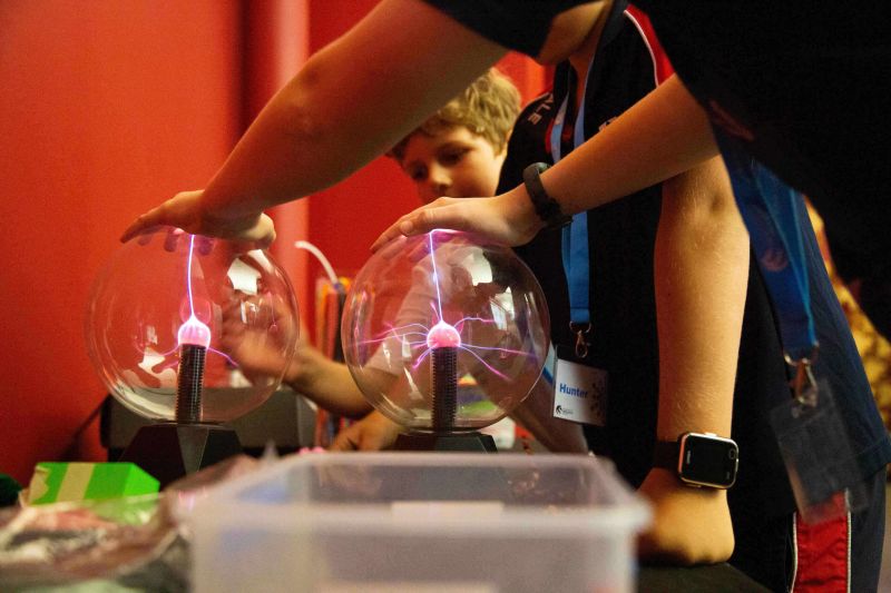 Children with circuit creatures