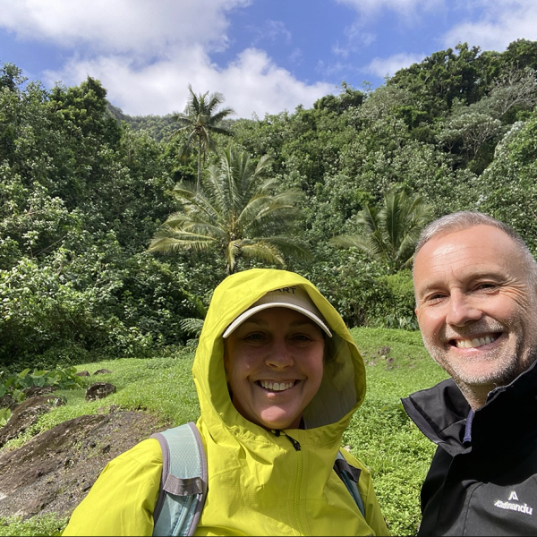 Dr Alex Callen and Assoc. Prof. Troy Gaston in the mountains. Building Partnerships and Biodiversity in the Cook Islands