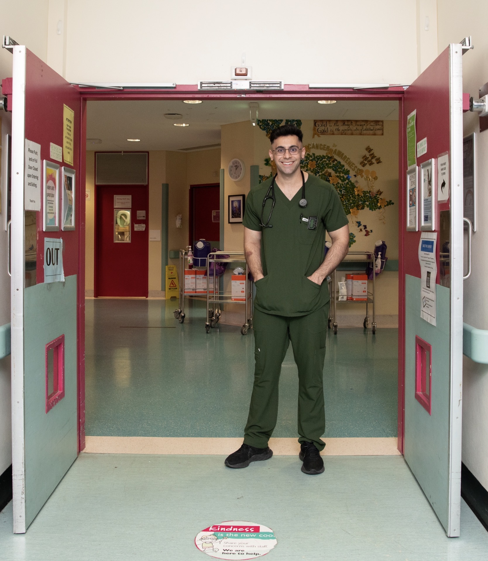 Dr Devin Deo working on the hospital ward