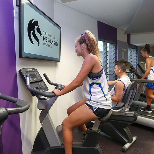 students on exercise bikes