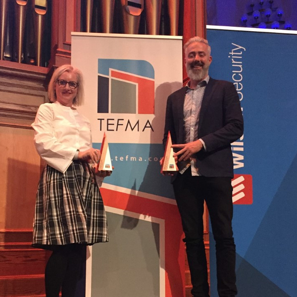 IFS staff collect award. Renewables switch wins Clever Campus award