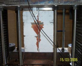 Pull test specimen used to quantify the bond behaviour between FRP reinforcement and masonry