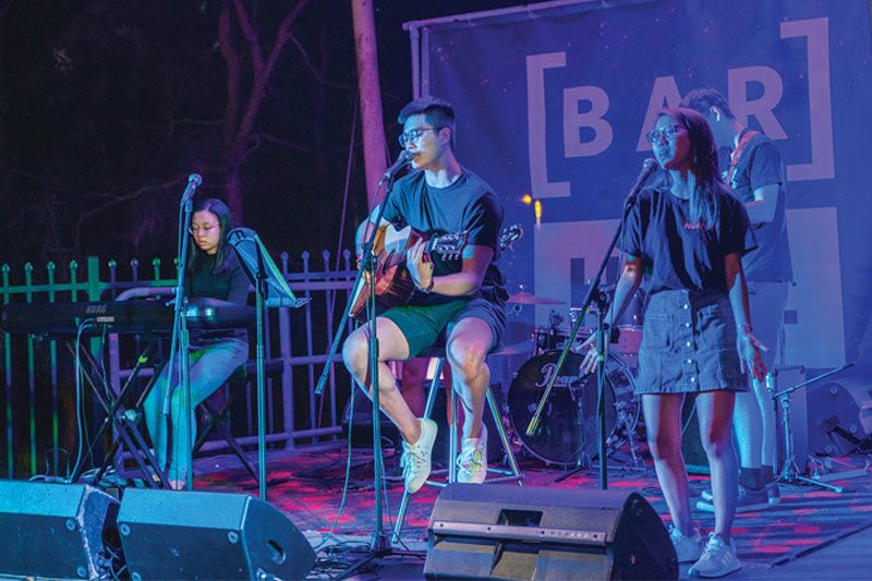 Residence band competing at the ResChallenge Music Night