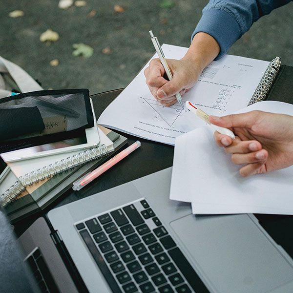 Student completing assignment