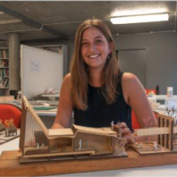 An architecture student in the design studio