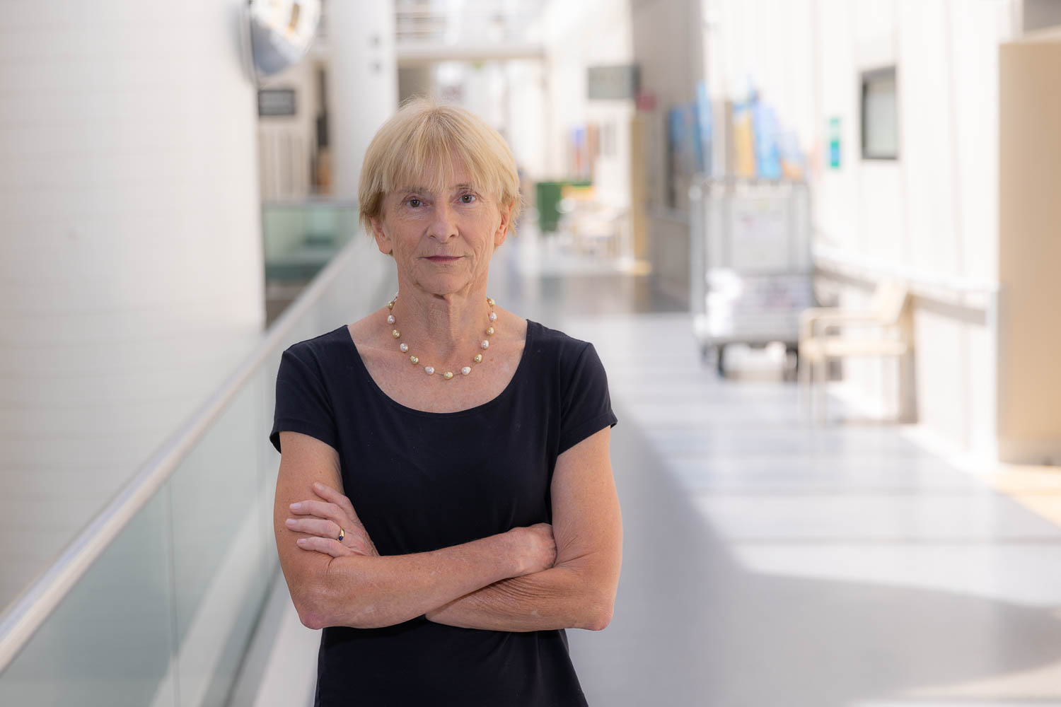 Professor Jane Bleasel standing in hospital