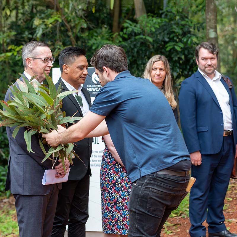 Members of the Waikato delegation are welcomed to the Wollotuka Institute.
