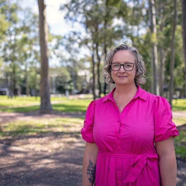 Dr Emily Freeman standing outside at Callaghan campus