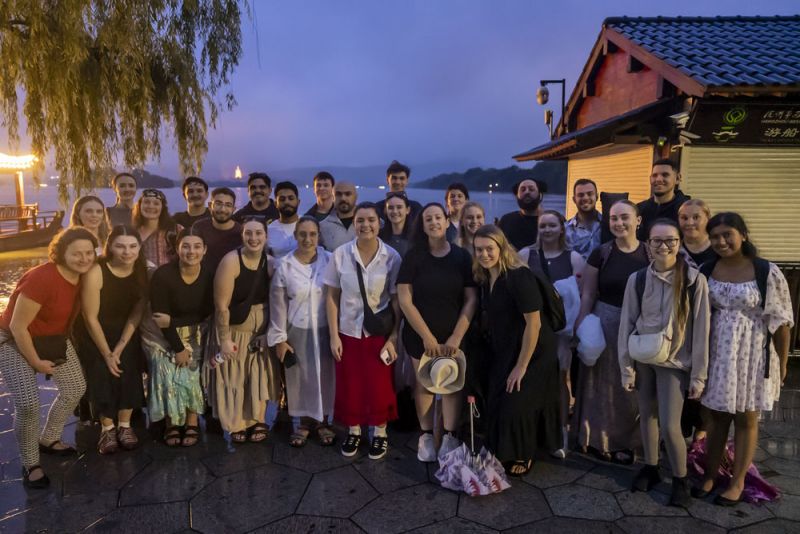 Scholars in a group in West Lake in Hangzhou