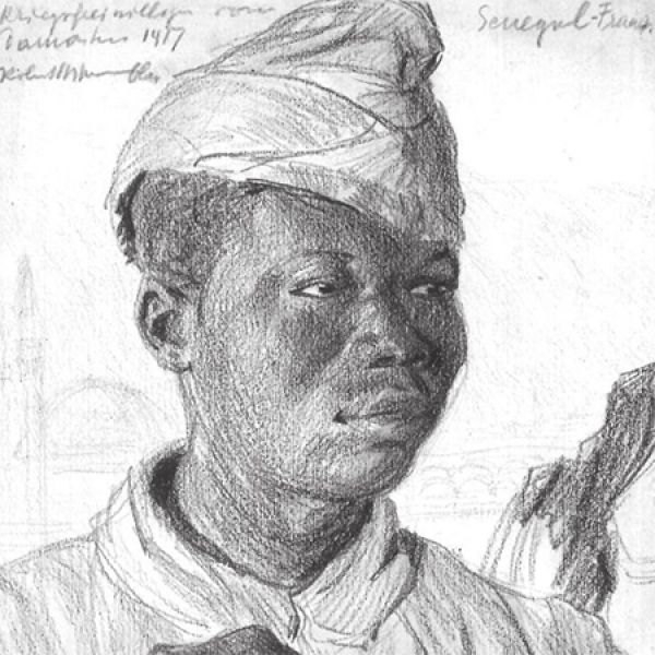 Public lecture by Dr Kent F Schull A pencil sketch of a person wearing a turban, accompanied by handwritten text at the top.